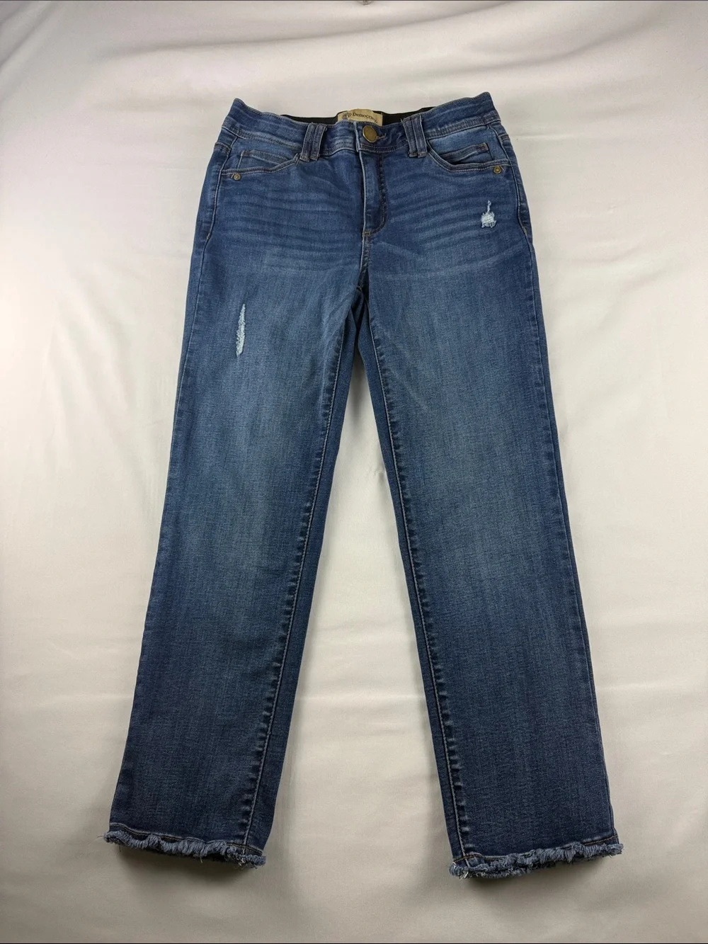 ASOS Blue Straight-Leg Jeans with Frayed Hem
